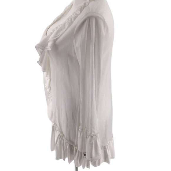 DVF Sita white boho top NWT open front shear sz 12 - Picture 8 of 9